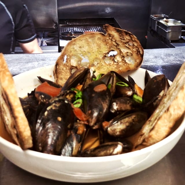 Spicy Saffron Mussels.
